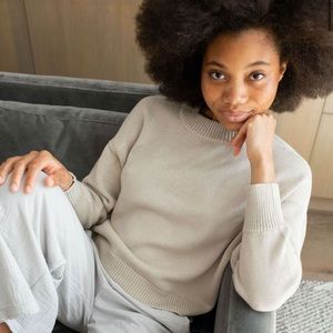 Sister Katie Anna Pullover Cotton Beige Sweater Jumper XS S